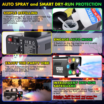AGPtEK Fog Machine, 500W Smoke Machine with Remote Control, LED Light 🍁 All In One Marketplace Canada