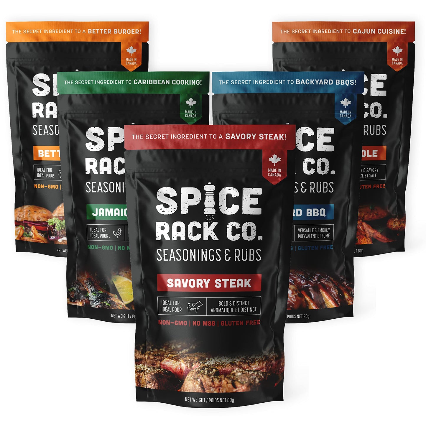 Spice Rack Co. BBQ Rubs & Seasonings Collection - 5-Pack Smoker & Grill Spice Set