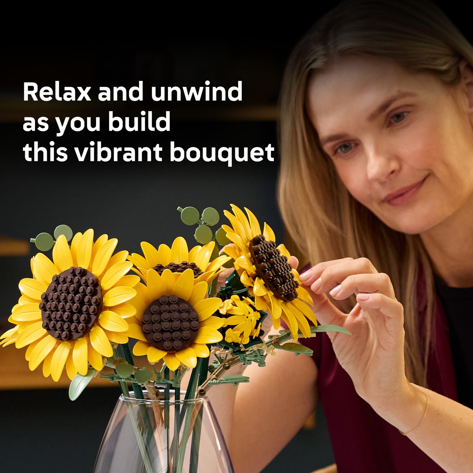 LEGO Botanicals Sunflower Bouquet Building Set for Adults, Ages 18+ - Artificial Flowers for Home Office, Bedroom, or Desk Decor - Gifts for Women & Men - 11502 LEGO