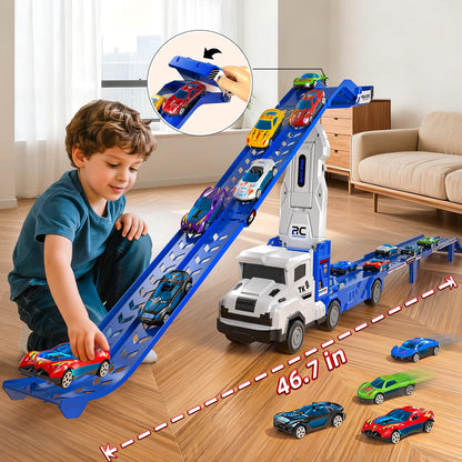 Transport Truck Toy for Kids, Transport Vehicle with Double Race Ramp Track 🍁 All In One Marketplace Canada