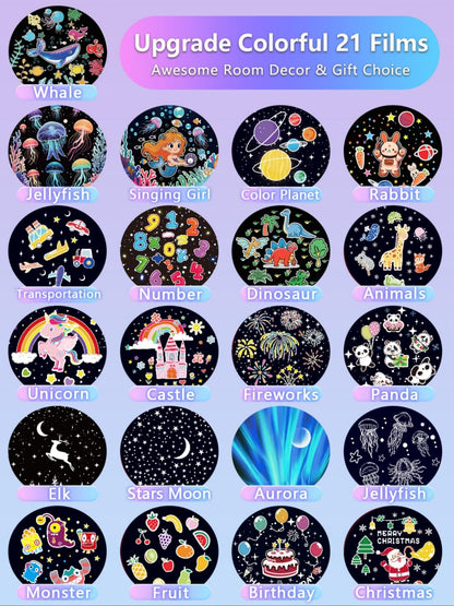 21 Sets of Films, Projector Night Light for Kids Bedroom, Baby Projector for Ceiling, Star Galaxy Night Lights with 360°Rotation Dimmable for Kids Baby Girls, Birthday, Christmas, Nursery, Room Decor 🍁 All In One Marketplace Canada