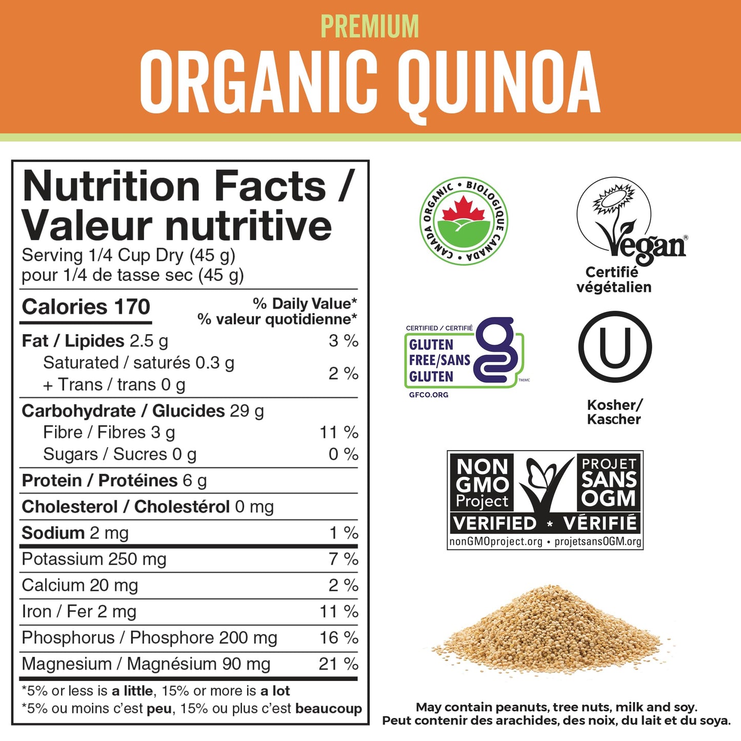 Viva Naturals Organic Quinoa (4 lb) – Quinoa Organic, Non-GMO & Pre-Washed Whole Grain | Gluten-Free Vegan Plant Protein, Source of Fibre & Iron, Puffed Rice & Pasta Substitute Viva Naturals