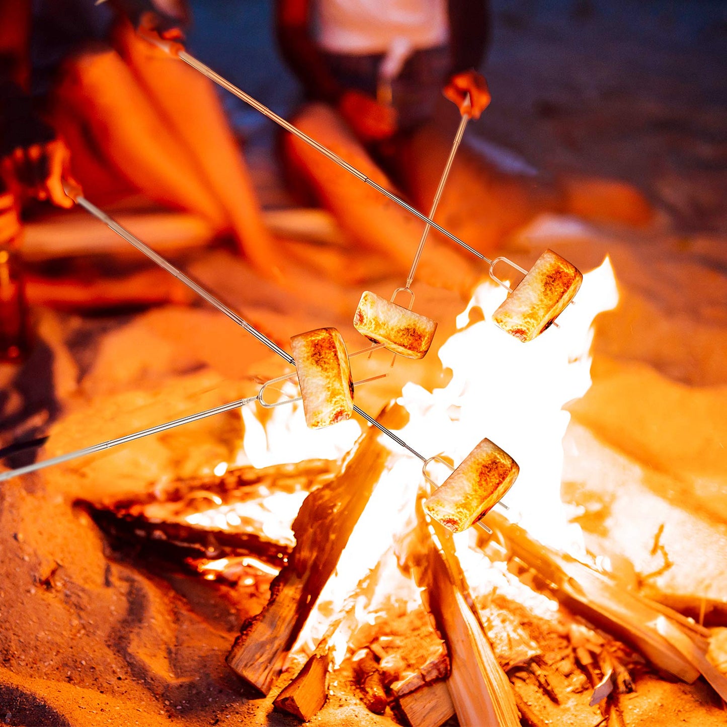 Marshmallow Roasting Sticks, Telescoping Smores Sticks for Open Fire Pit, 32 Inch Long Marshmallow Toasting Barbecue Forks Smores Skewers for Campfire Camping Hotdog Hot Dog Bonfire Grill, 5 Pack