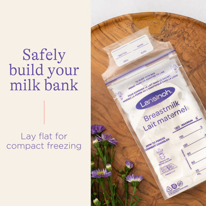 Lansinoh Breastmilk Storage Bags, 100 Count, Baby Essentials, Fast Freeze & Thaw Breast Milk Bags for Baby Bottle Feeding, Superior Strength & Stretch, 6 Ounce