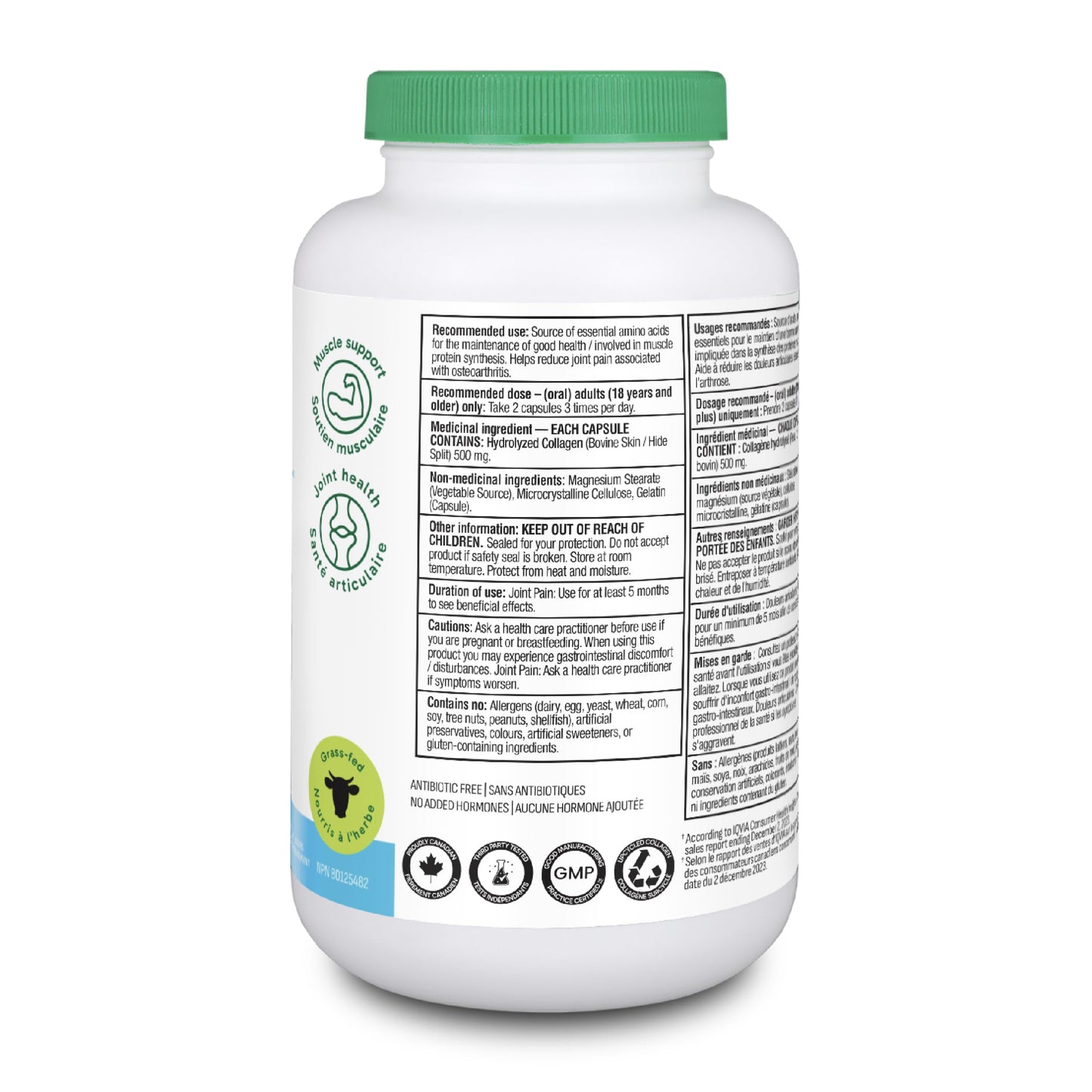 Organika Enhanced Collagen Protein Capsules - For Healthy Hair, Skin, Nails, Joints - Hydrolyzed For Better Absorption – Grass-Fed, Non-GMO - 240 Capsules Organika