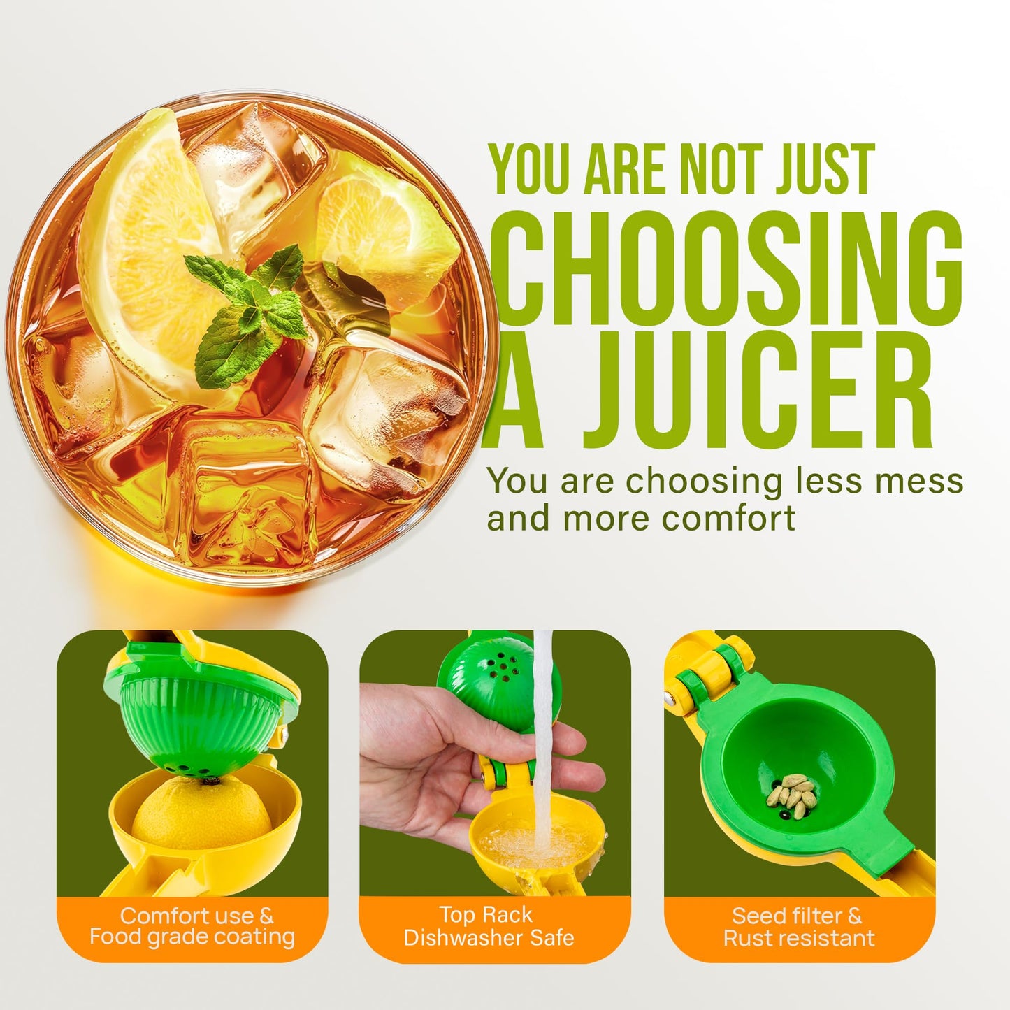 Zulay Kitchen 2 in 1 Lemon Lime Squeezer - Handheld Easy to Use Citrus Juicer - Easy to Clean Manual Orange & Lemon Squeezer - Citrus Juicer for Extracting All the Juice - Manual Press - Available at All In One Marketplace Canada