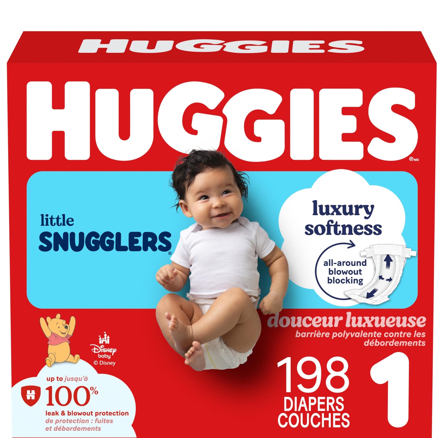 Huggies Size 1 Diapers, Little Snugglers Diapers, Size 1 (8-14 lbs), 198 Count (6 packs of 33), Packaging May Vary