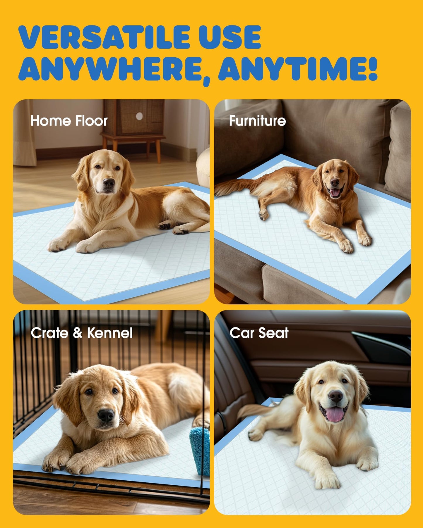 Powools 50-Pack X-Larg Puppy Pads - 34" x 28" Extra Large Pee Pads for Dogs with 6-Layer Leakproof Protection, Quick-Dry and Disposable Dog Pads with High Absorbency for Easy Potty Training - Available at All In One Marketplace Canada