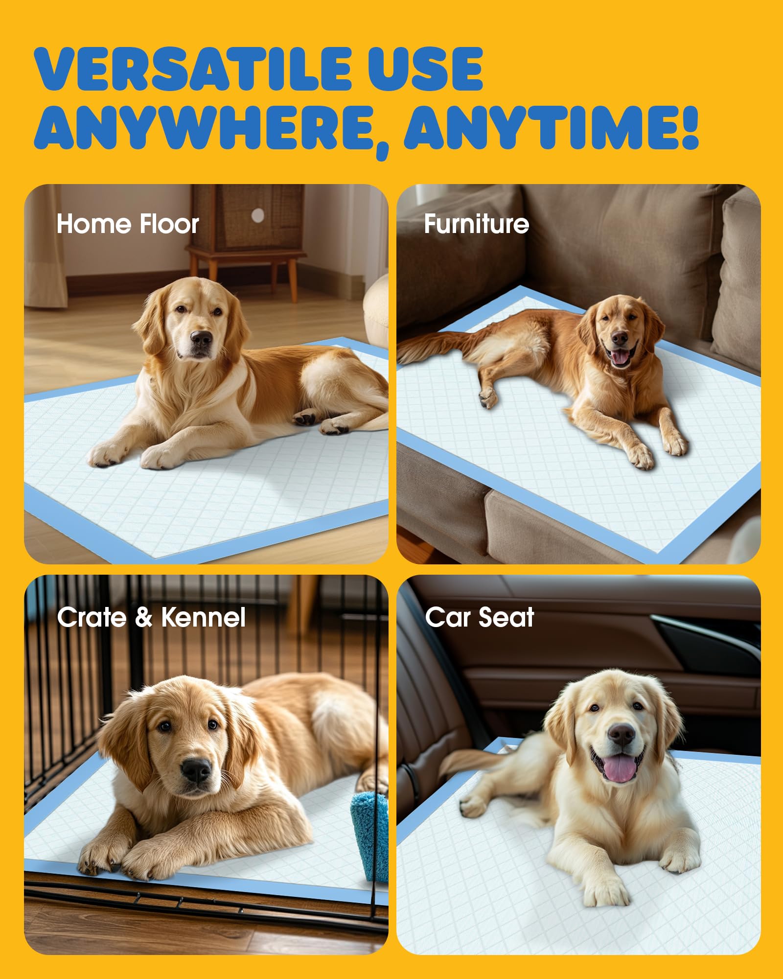 Powools 50-Pack X-Larg Puppy Pads - 34" x 28" Extra Large Pee Pads for Dogs with 6-Layer Leakproof Protection, Quick-Dry and Disposable Dog Pads with High Absorbency for Easy Potty Training - Available at All In One Marketplace Canada