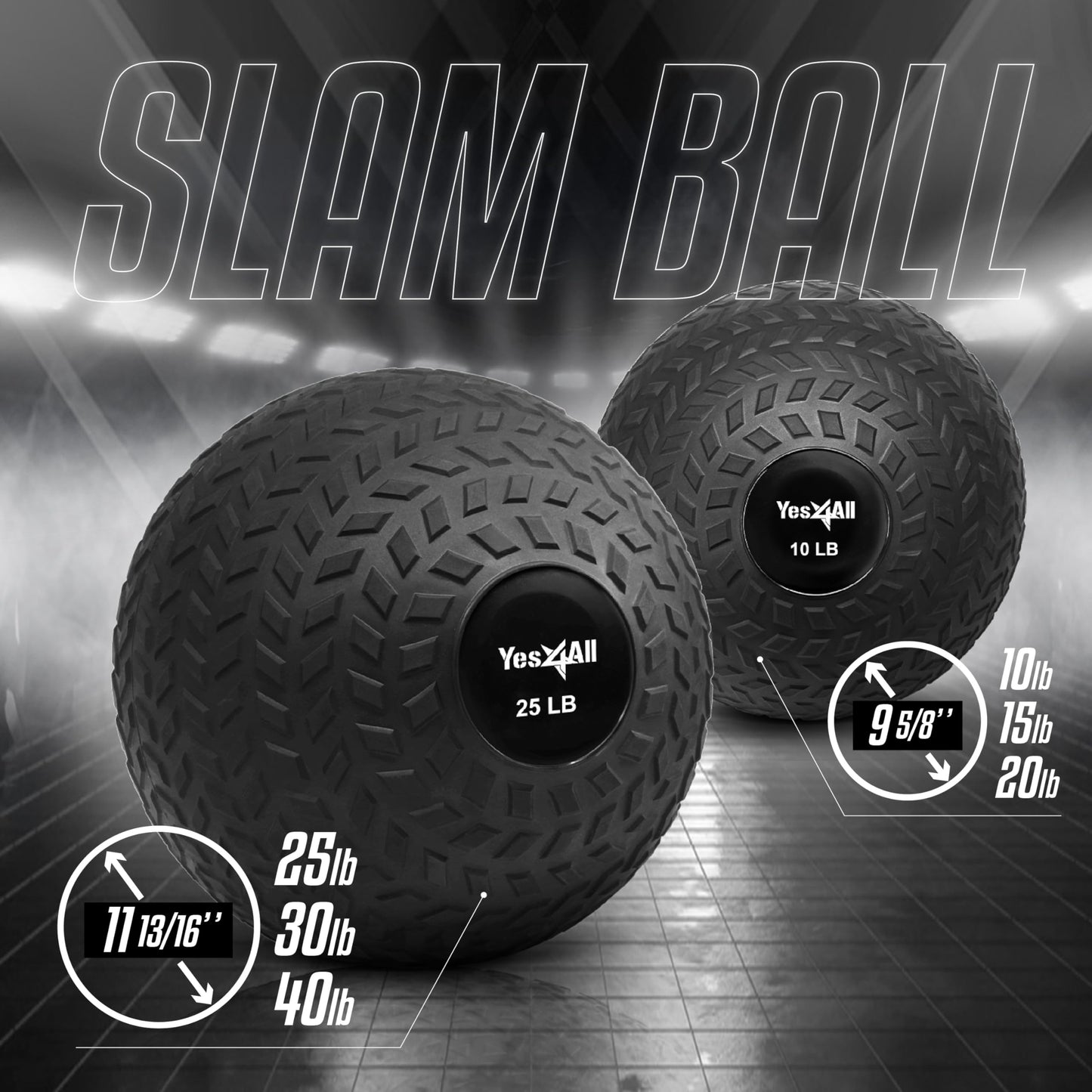 Yes4All 10 lbs Slam Ball for Strength and Cross Training – Medicine Ball (Black) 🍁 All In One Marketplace Canada
