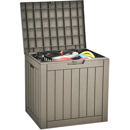 YITAHOME 31 Gallon Outdoor Storage Deck Box, Waterproof Resin Package Delivery and Storage Box with Lockable Lid for Patio Furniture Cushions, Pool Accessories, Garden Tools, Taupe YITAHOME