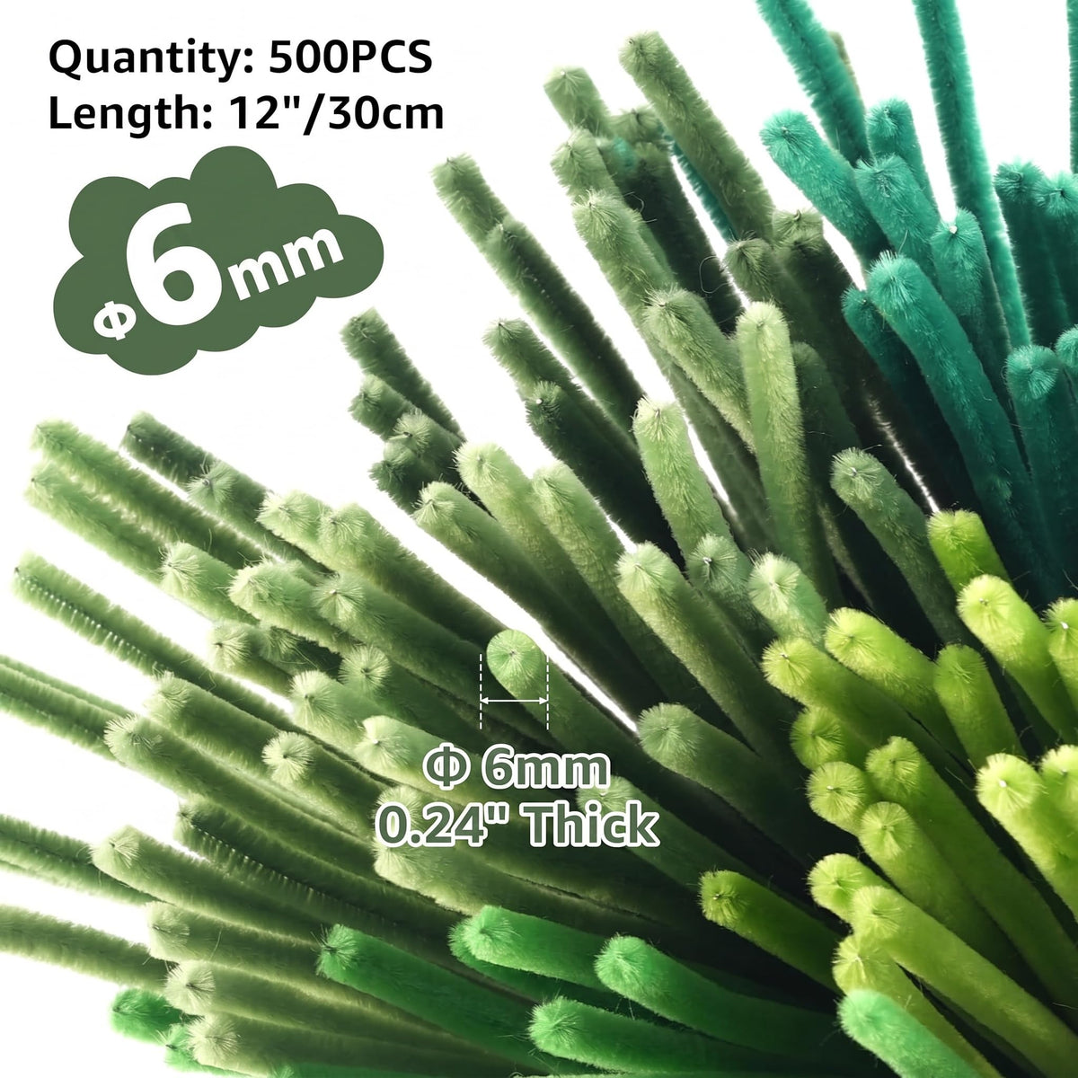 YONOVO Green Pipe Cleaners Bulk 500 Pcs - 6 mm Thick 12 Inch Long 🍁 All In One Marketplace Canada