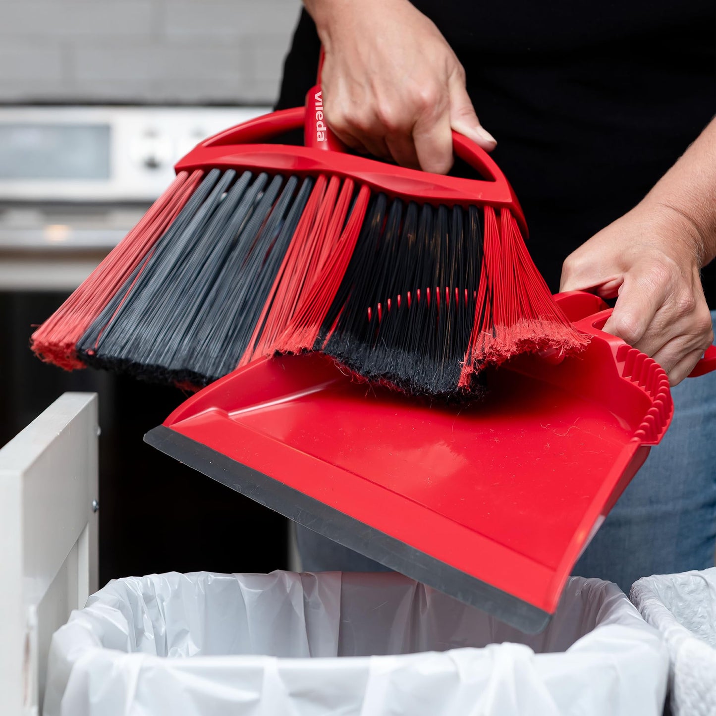 Vileda One Sweep Broom with Step-On Dustpan | Catches Over 99% of Dust & Dirt | Indoor Broom - Available at All In One Marketplace Canada
