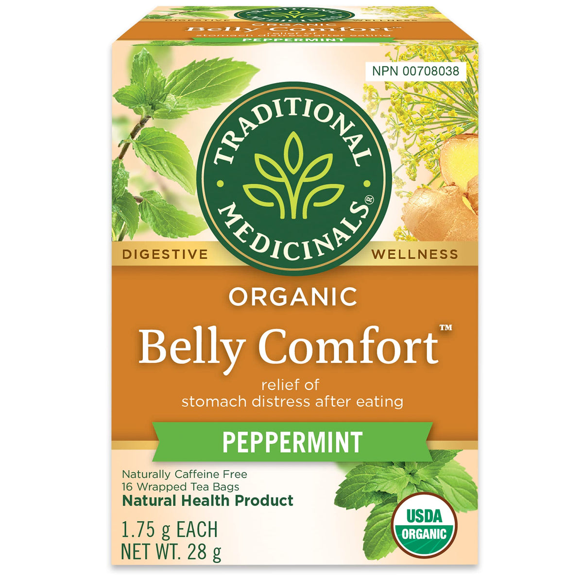 Traditional Medicinals - Organic Belly Comfort Peppermint Herbal Tea (Pack of 6) - Contains Ginger, Fennel and Lemon Balm for Digestive Support - 96 Tea Bags Total 🍁 All In One Marketplace Canada