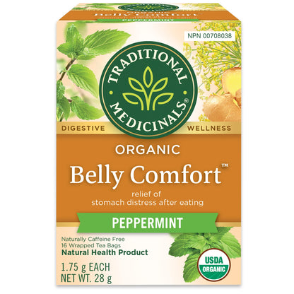 Traditional Medicinals - Organic Belly Comfort Peppermint Herbal Tea (Pack of 6) - Contains Ginger, Fennel and Lemon Balm for Digestive Support - 96 Tea Bags Total 🍁 All In One Marketplace Canada