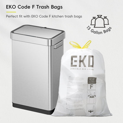 EKO Deluxe Mirage-T 50 Liter / 13.2 Gallon Touchless Rectangular Motion Sensor Trash Can, Matte Stainless Steel Finish 🍁 All In One Marketplace Canada