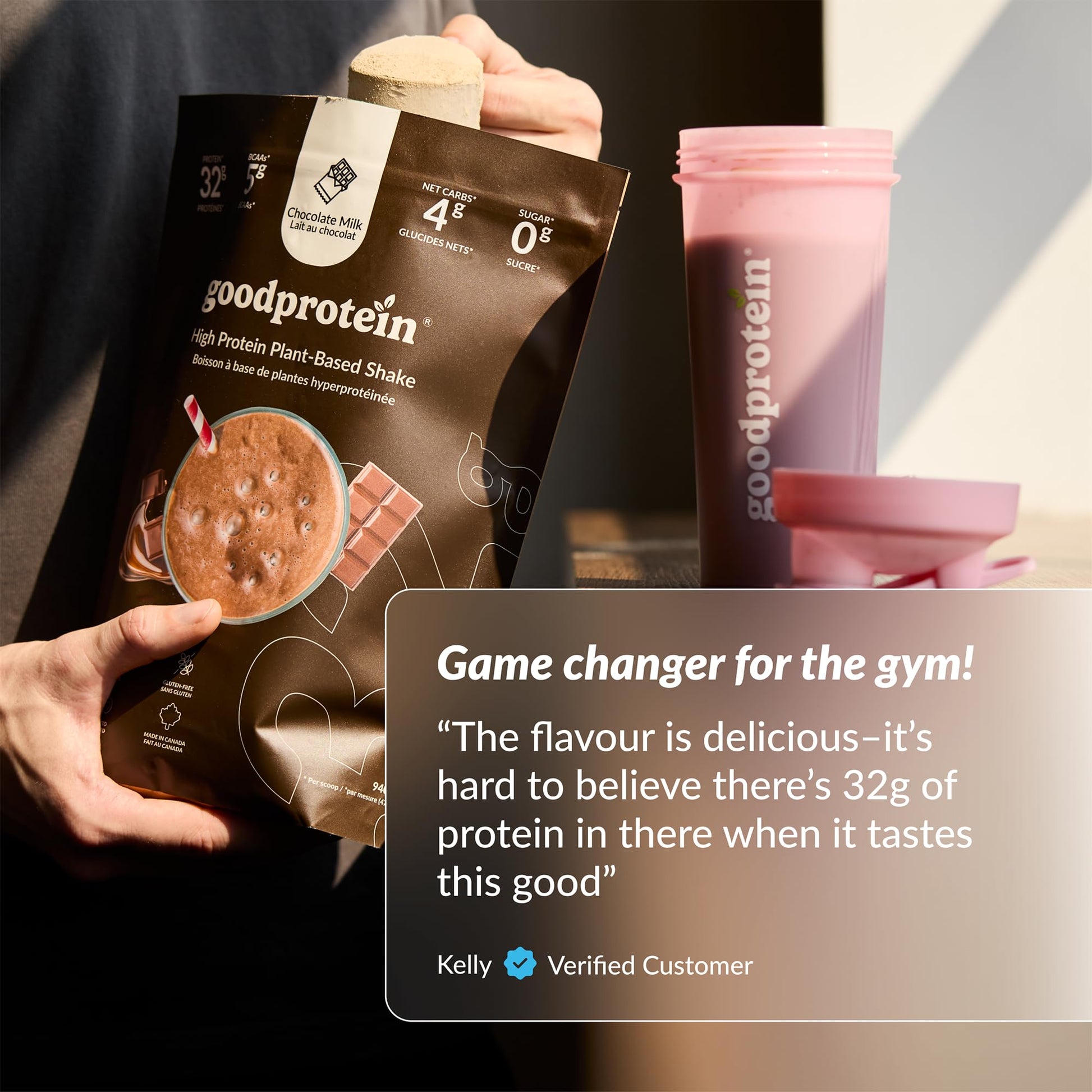 Good Protein – 32g Protein, Vegan High Protein Powder, 100% Natural, Non-GMO, Dairy-free, Gluten & Soy Free and No Added Sugar. Plant-Based Protein Shake (Chocolate Milk, 470 g)