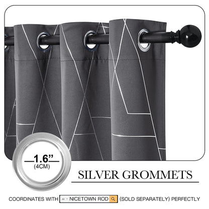 NICETOWN Halloween Blackout Curtains for Living Room - Foil Printed Shiny Stripes Pattern Thermal Insulated Blackout Drapes for Bedroom Kitchen Loft Cafe Window (2 Panels, 52" Wide by 63" Long)