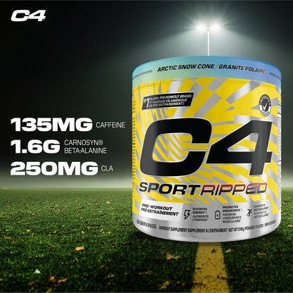 Cellucor C4 Ripped Thermogenic Pre Workout Powder - Informed-Choice Certified Preworkout Energy & Fat Metabolism - Artic Snow Cone, 30 Servings - Available at All In One Marketplace Canada