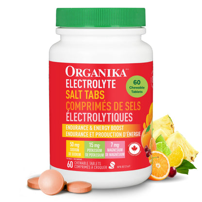 Organika Electrolyte Salt Tabs Chewable Fruit Punch Flavour, 60 count