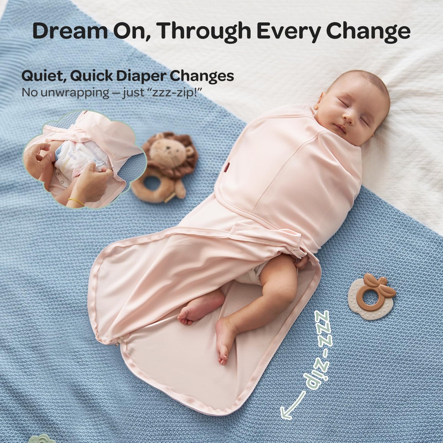 Momcozy Baby Swaddle, Quiet Fastener Swaddle Suitable for Infant 0-3 Months, New-Parent-Friendly Sleep Sack, Reduce Startle Reflex, Newborn Boys Girls Registry Essentials, 2-Pack, Bloom