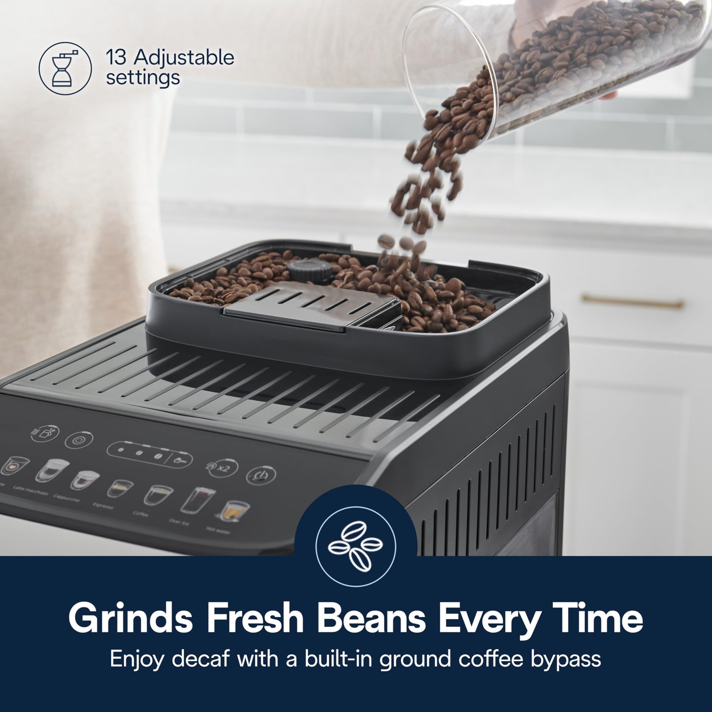 De'Longhi Magnifica Evo Automatic Espresso & Coffee Machine with Auto Milk Frother, Built-in Grinder & Auto-Clean Function - For Latte, Cappuccino, Americano, Iced Coffee, ECAM29084SB, Silver - Available at All In One Marketplace Canada