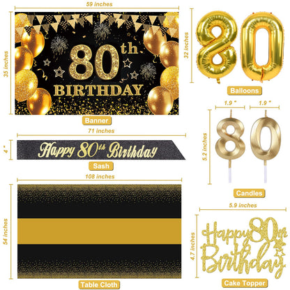 YeohJoy 80th Birthday Decorations for Men Women Black Gold 🍁 All In One Marketplace Canada