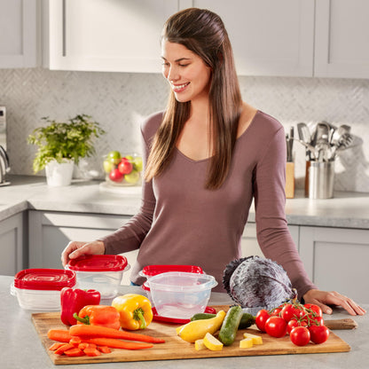 Rubbermaid TakeAlongs Food Storage Containers, 52 Piece Plastic Container Set, Dishwasher and Microwave Safe Meal Prep, Snack, and Lunch Container, BPA Free, Ruby Red - Available at All In One Marketplace Canada