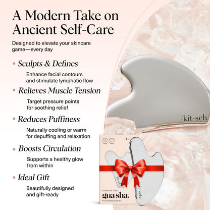 Kitsch Stainless Steel Gua Sha Facial Tools - Guasha Tool for Face, Face Sculpting Tool, Jawline Shaper, Double Chin Reducer, Body Gua Sha Tools, Lymphatic Drainage Massager, Facial Skin Care - Silver - Available at All In One Marketplace Canada