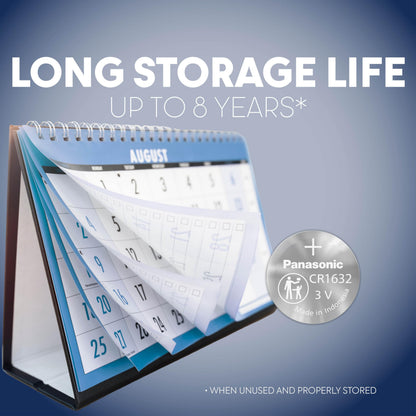 Panasonic CR1632 3.0 Volt Long Lasting Lithium Coin Cell Batteries in Child Resistant, Standards Based Packaging, 4-Battery Pack - Available at All In One Marketplace Canada
