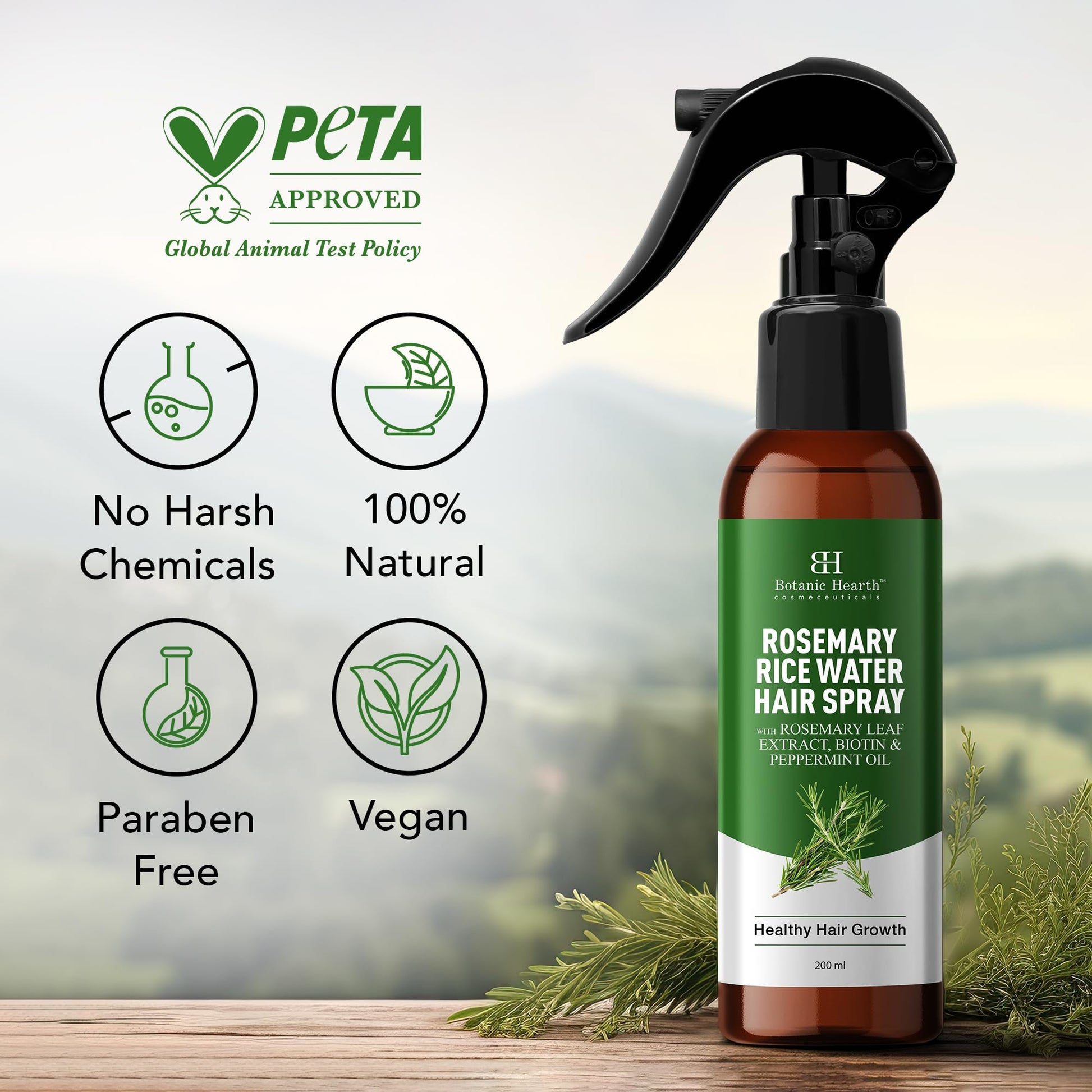 Botanic Hearth Rosemary Rice Water Leave In Conditioner Spray with Scalp Serum & Root Enhancer for Dry, Weak & Damaged Hair, Lightweight Hair Moisturizing Spray for All Hair Types, 6.8 fl oz