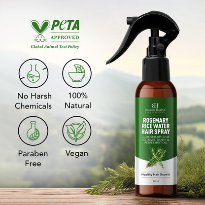 Botanic Hearth Rosemary Rice Water Leave In Conditioner Spray with Scalp Serum & Root Enhancer for Dry, Weak & Damaged Hair, Lightweight Hair Moisturizing Spray for All Hair Types, 6.8 fl oz