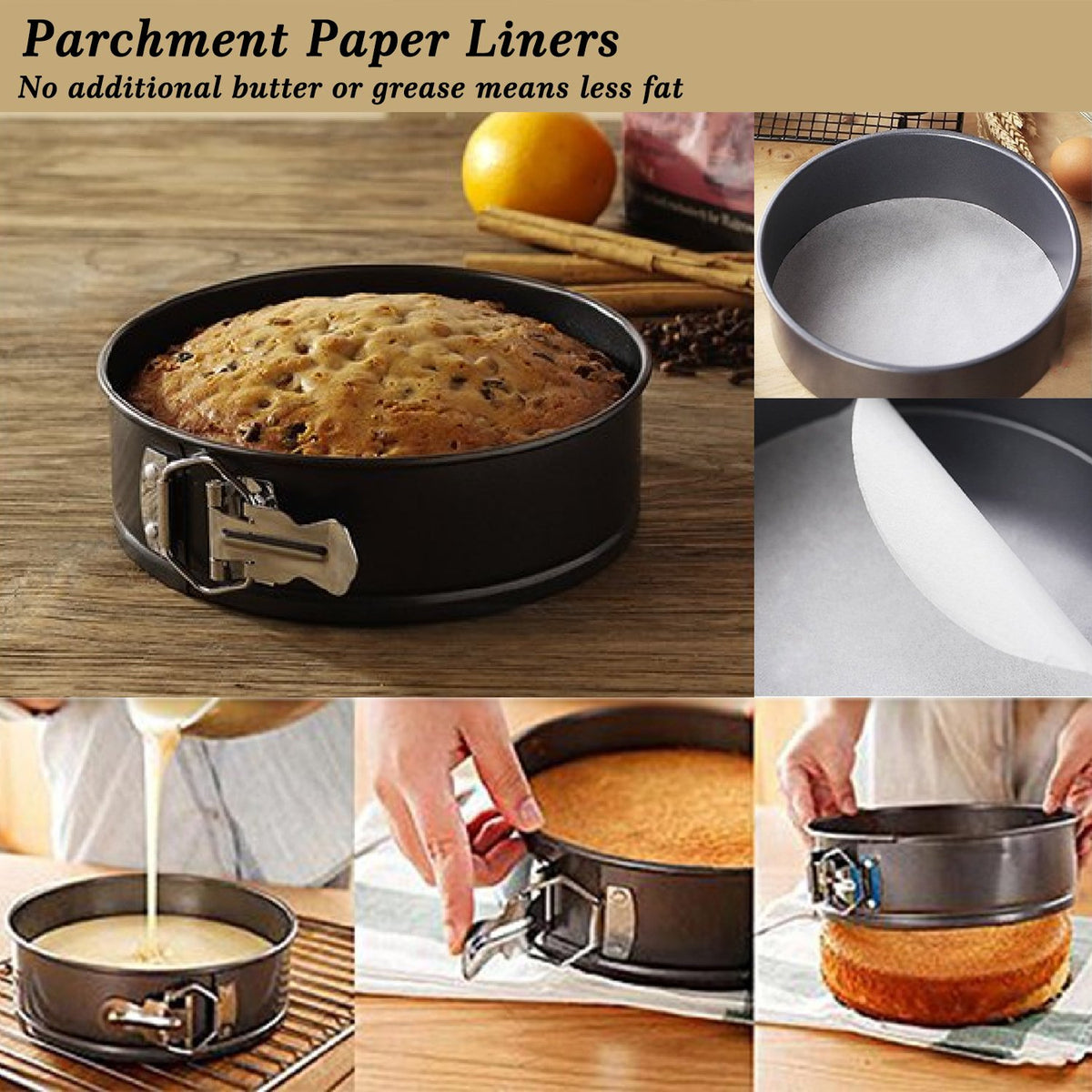 Springform Pan, Nonstick Leakproof 3 Pcs (4"/7"/9") Round Cake Pan for Baking Cheesecake Pan with 50 Pcs Parchment Paper Liners by MASSUGAR 🍁 All In One Marketplace Canada