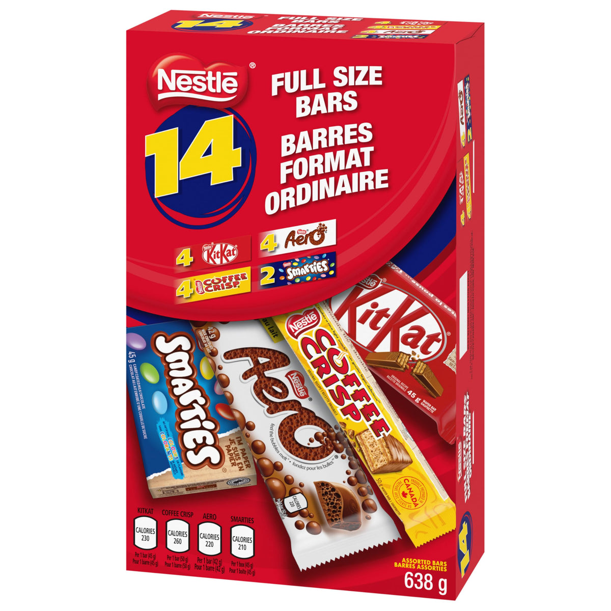 NESTLE Full Size KITKAT, AERO, COFFEE CRISP & SMARTIES, 638 g