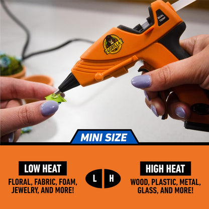 Gorilla Mini Hot Glue Gun, Dual Temp Precision Craft Glue Gun, 12W