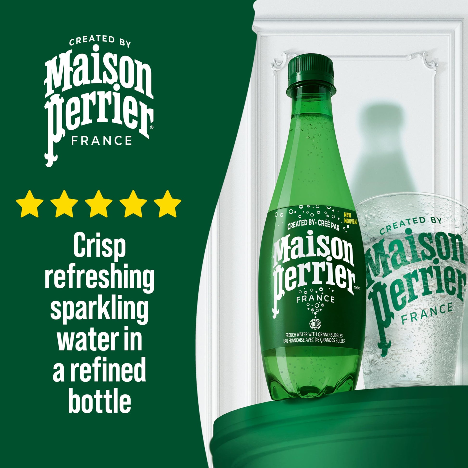 Maison Perrier Unflavoured Sparkling Water – 12 Pack, 1L Bottles | Pure French Refreshment, Zero Sugar