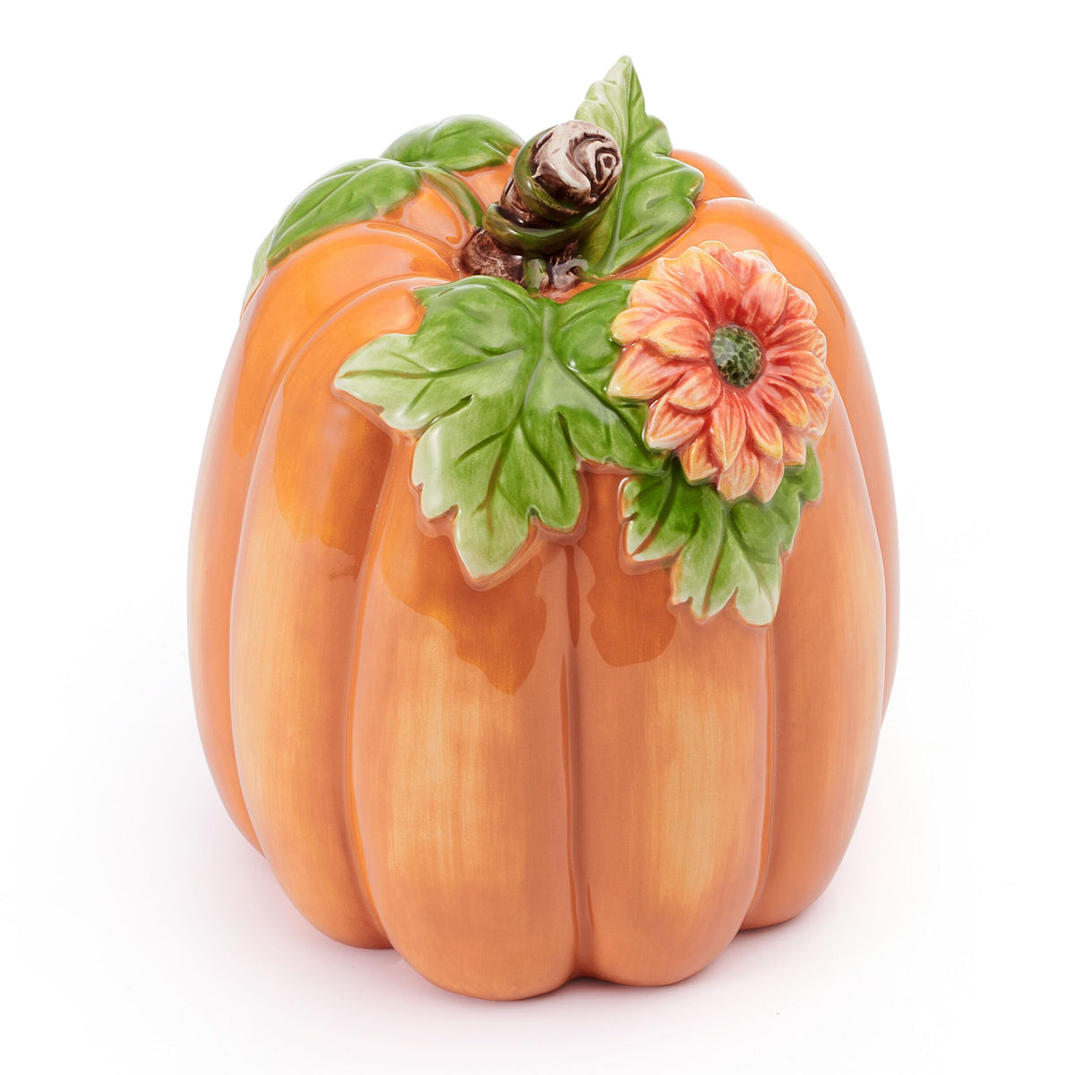 Figurine décorative en céramique citrouille à fleurs pour Halloween, collection Harvest de Fitz and Floyd, 18 cm