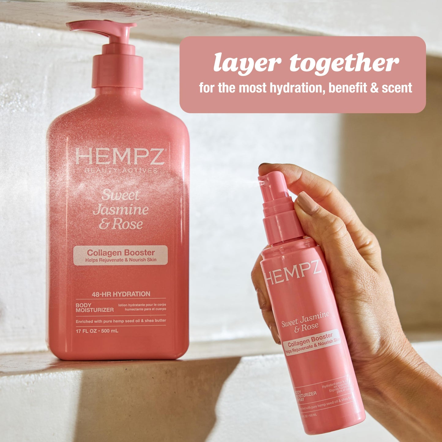 HEMPZ Body Lotion - Sweet Jasmine & Rose Daily Moisturizing Cream, Shea Butter Hand and Body Moisturizer - Hemp Lotion - Skin Care Products, Hemp Seed Oil - 17 oz. - Available at All In One Marketplace Canada
