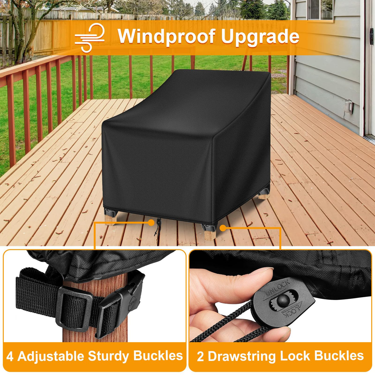Kipiea 500D Patio Chair Covers Waterproof Winter - 2 Pack Lawn Outdoor Furniture Chair Covers with Anti UV and No Tears, No Fading (30"W x 37"D x 31"H) 🍁 All In One Marketplace Canada