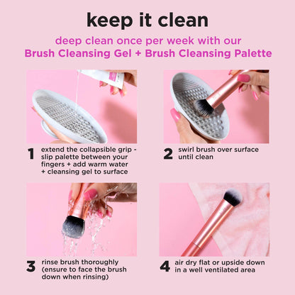 Real Techniques Face Base Makeup Brush Kit, For Concealer, Foundation, & Contour, Works With Liquid, Cream & Powder Products, For Blending & Buffing, Makeup Brush Set for Sculpting, 4 Piece Set