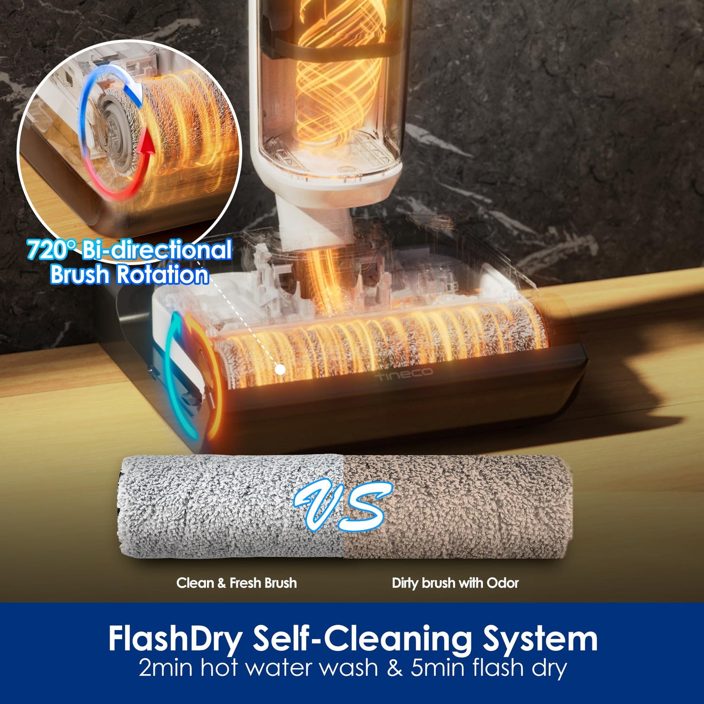 Tineco Floor ONE Stretch S6 Cordless Wet Dry Vacuum Cleaner, 180°Lay-Flat Smart Vacuum Mop, 40 Minutes Long Runtime 158℉ Flashdry Self-Cleaning, Dual-Sided Edge Cleaning Lightweight Floor Cleaner - Available at All In One Marketplace Canada