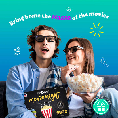 Pop n' Dulge Movie Night Popcorn Kit - 16 Pack with 5 Gourmet Kernels & 5 Seasonings