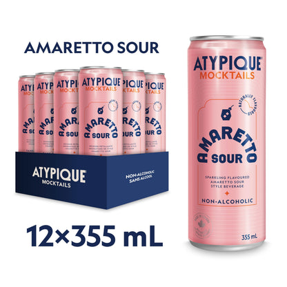 ATYPIQUE Mocktails Non-Alcoholic Cocktail, Amaretto Sour, 355 mL, 12-Count 🍁 All In One Marketplace Canada