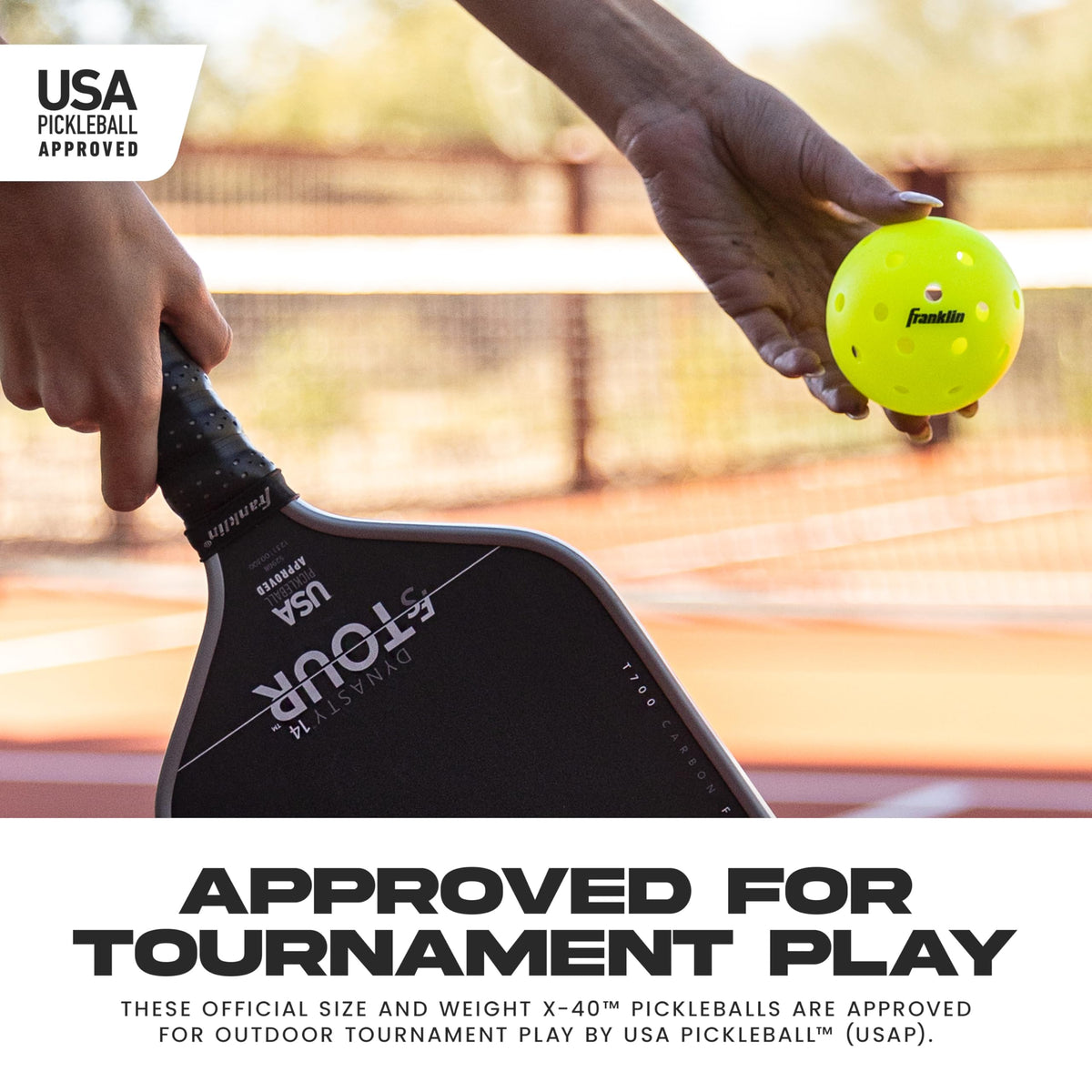 Franklin Sports X-40 Pickleballs - Official Ball of USA Pickleball, APP Tour, US Open - Suitable for Outdoor Courts - Regulation Size, Tournament Grade - 6 Pack - Neon