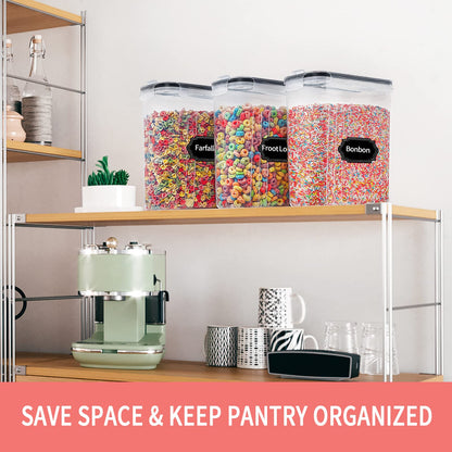 Large Dry Food Storage Containers with Lids, PRAKI 6PCS 4L Airtight Cereal Containers Storage, Leak-proof Canister Set for Kitchen Pantry Organizers and Storage with 20 Labels & Marker - Available at All In One Marketplace Canada