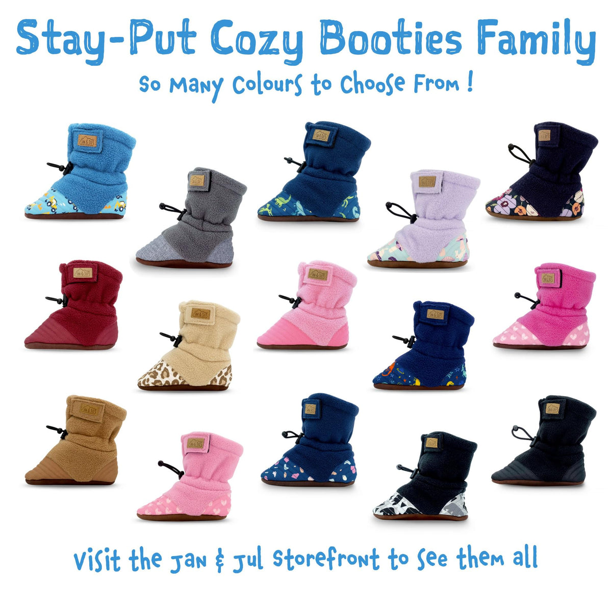 Jan & Jul Stay-Put Cozy Fleece Booties for Babies (Winter Flowers, S) 🍁 All In One Marketplace Canada