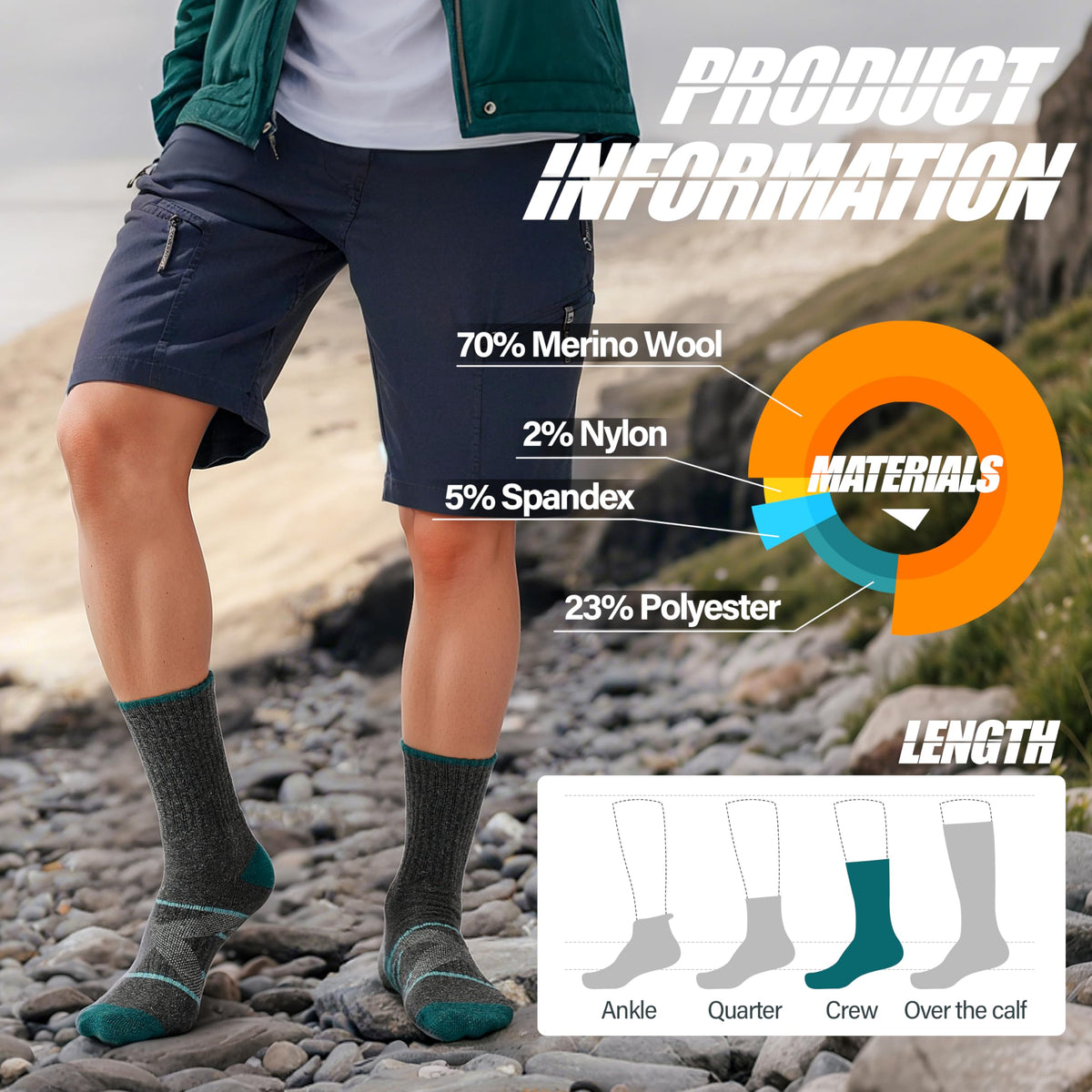 ANTSANG Merino Wool Hiking Socks, Crew Boot Work Socks for Men Women 🍁 All In One Marketplace Canada