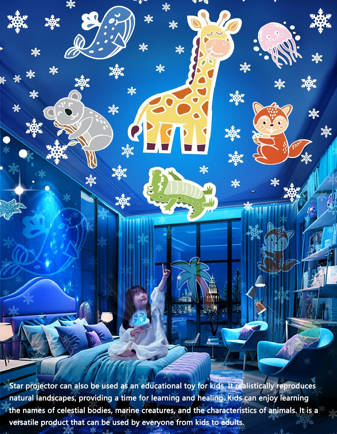 21 Sets of Films, Projector Night Light for Kids Bedroom, Ceiling, Kids Night Light Projector, Star Galaxy Projector for Baby Girls with 360° Rotation, Dimmable, Birthday, Christmas, Gifts, Room Decor 🍁 All In One Marketplace Canada