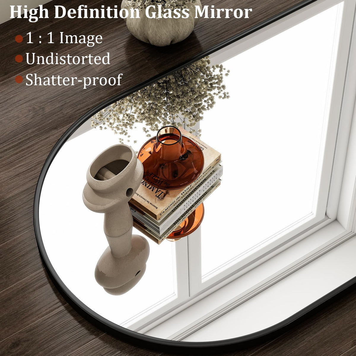 HARRITPURE 24"x36" Arched Wall Mirror, Black Bathroom Mirror for Wall