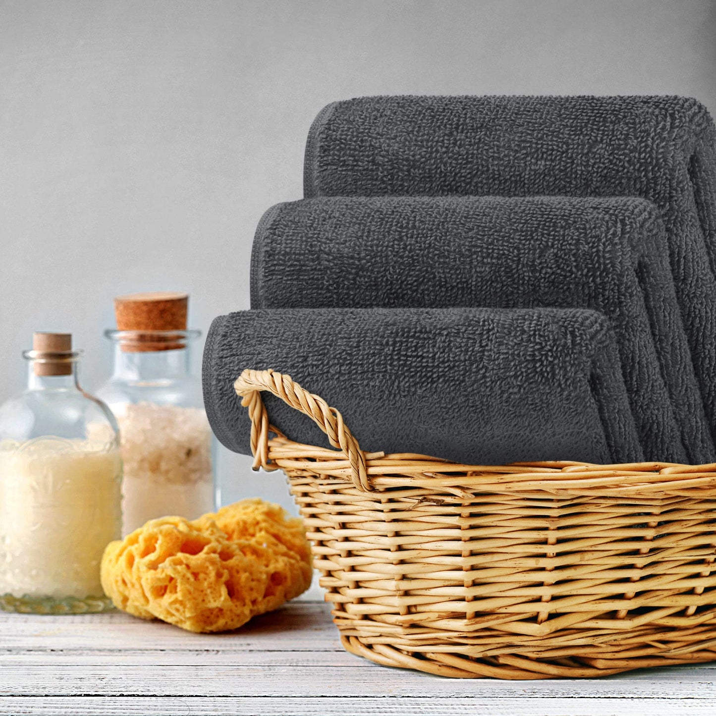 Utopia Towels 12 Pack Premium Wash Cloths Set, 12 by 12 Inches, 100% Cotton Ring Spun, Highly Absorbent and Soft Feel Washcloths for Bathroom, Spa, Gym, and Face, Grey - Available at All In One Marketplace Canada